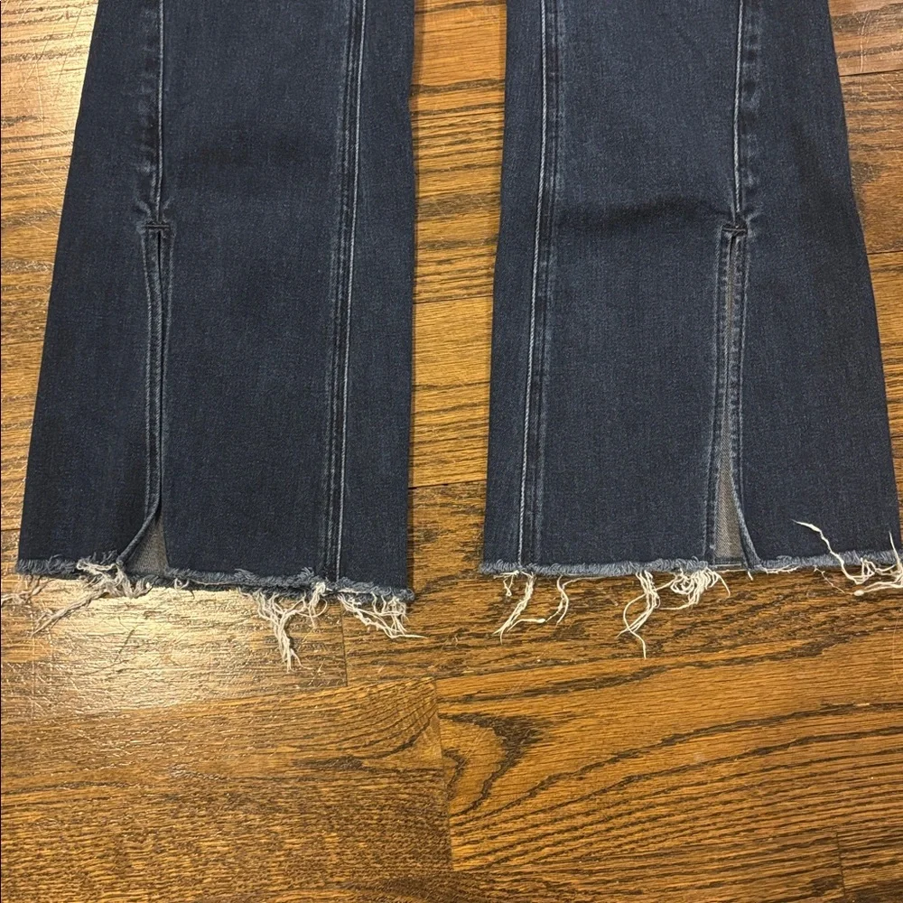 PAIGE Dark Wash Split-Hem High Rise Laurel Canyon Flare Jeans - Picture 4 of 6